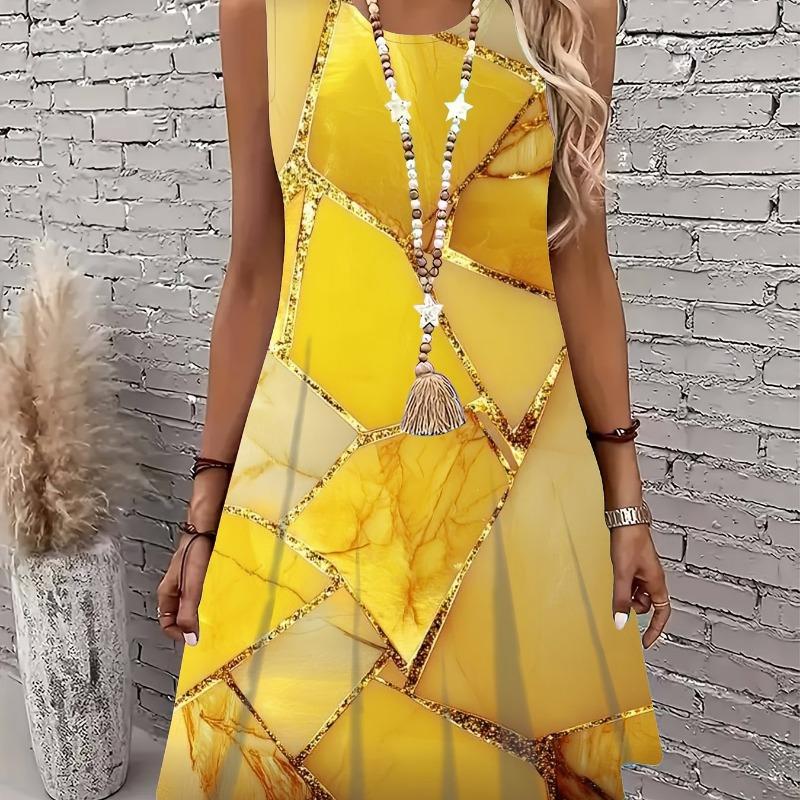 Elegant Women'S Summer Floral Print Sleeveless Dress