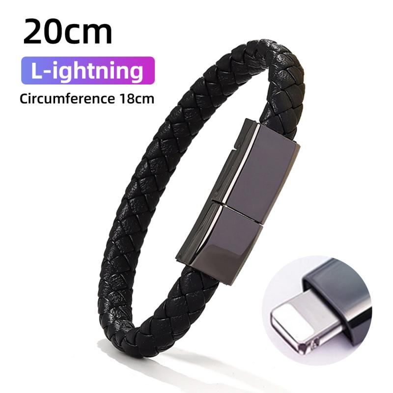 USB-браслет Кожаный Кабель для зарядки Fonken Тип C micro USB Lightning Дата-зарядный шнур Для iPhone Samsung Huwei Xiaomi Кабель