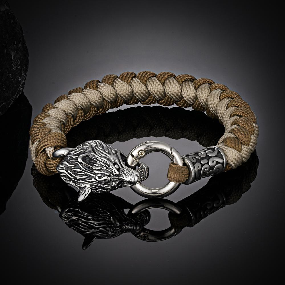 Ретро-скандинавские браслеты для выживания в стиле волка Одина, мужские браслеты для выживания в стиле викингов Geri&Freki из нержавеющей стали, паракордовые веревочные браслеты ручной работы, украшения для активного отдыха