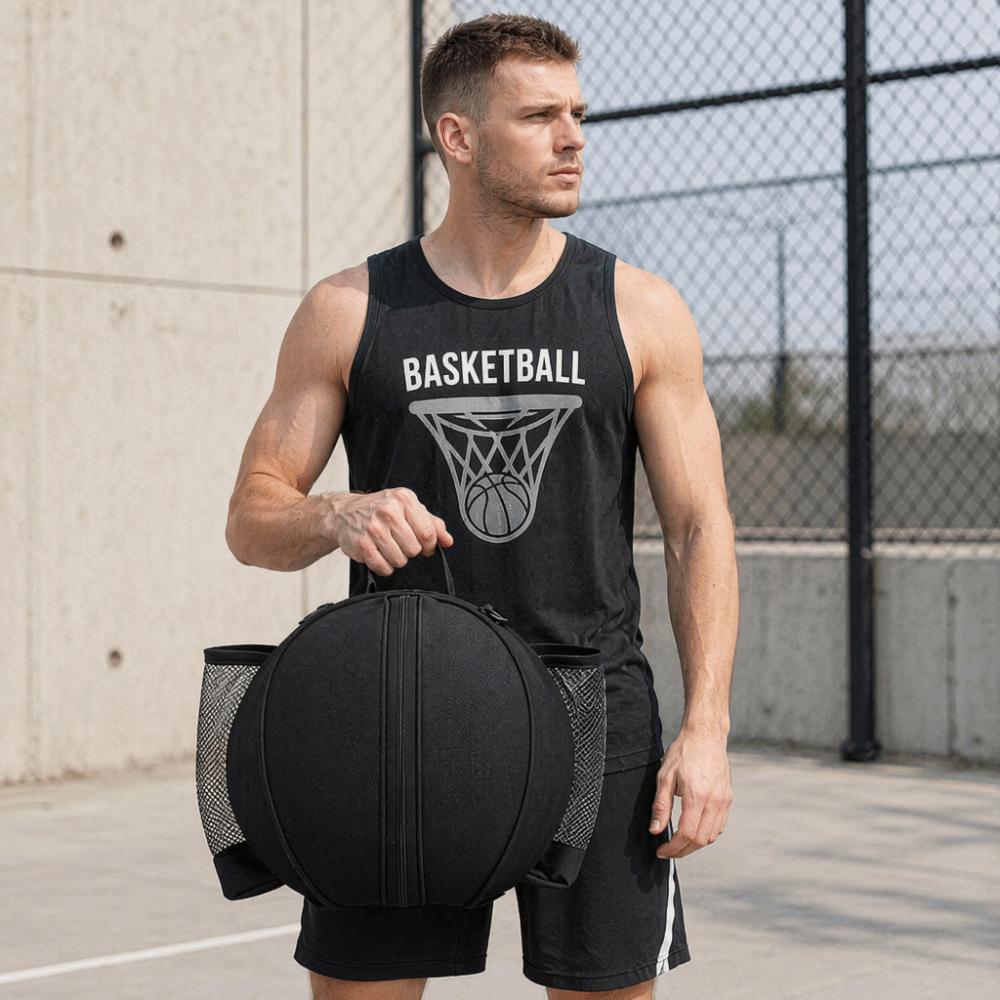 Round Sports Ball Carrier Double Mesh Pockets Ball Storage Bag Basketball Bag Outdoor Sports
