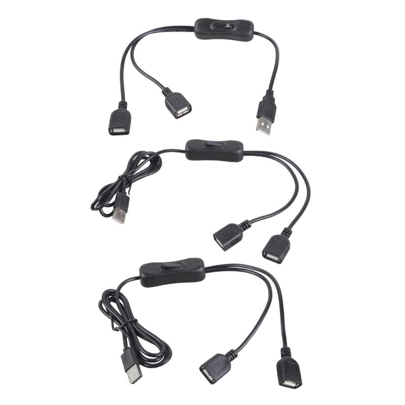 Зарядный кабель с двумя USB-выходами и переключателем для дома и офиса, гибкая длина, высокая скорость питания.