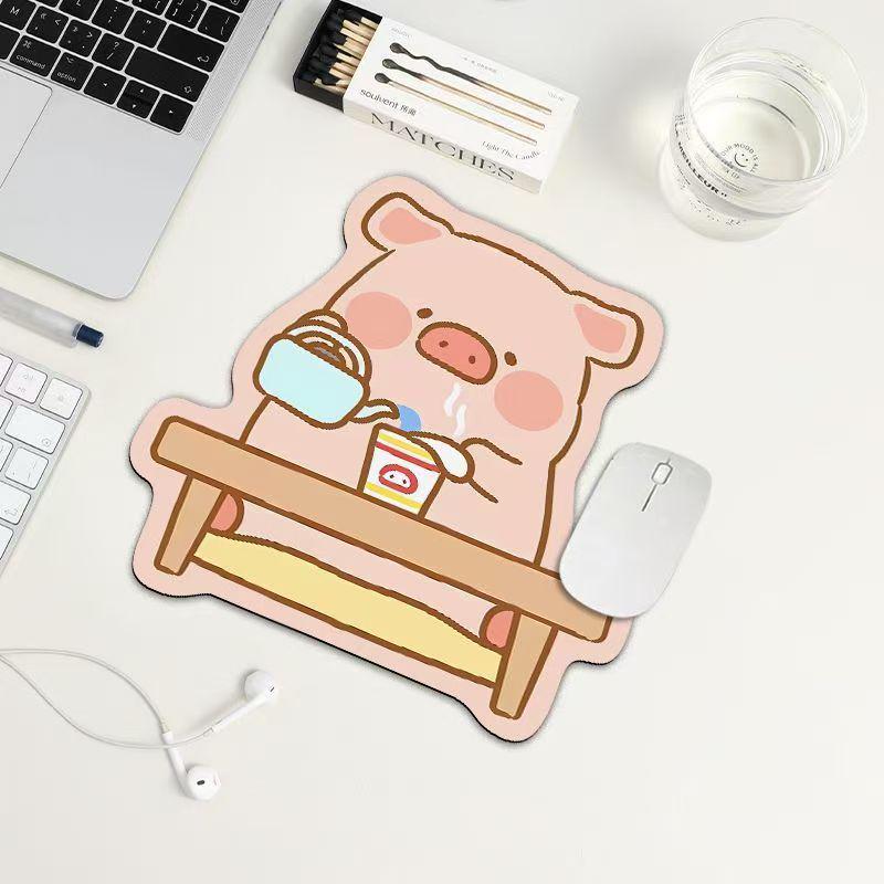 Креативный розовый коврик для мыши LuLu Pig для ноутбука - Неправильной формы, Нескользящий, Износостойкий, Легко чистящийся, Маленький коврик для офисного стола