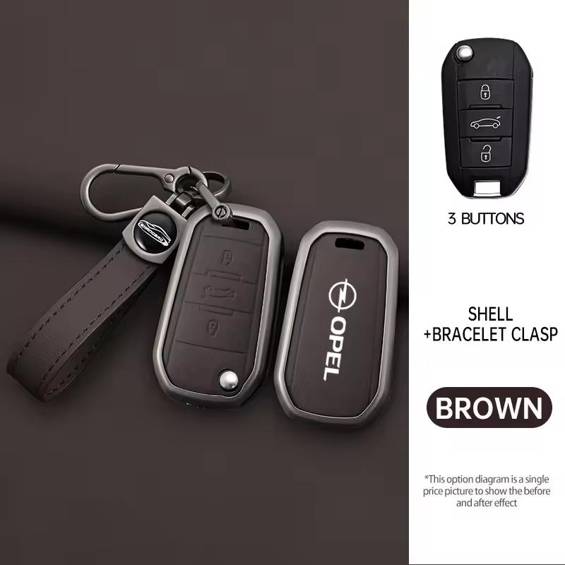 Zinc Alloy Leather Car Remote Key Cover Case Shell For Opel Mokka Corsa Astra Combo Grandland Insignia Frontera Accessories