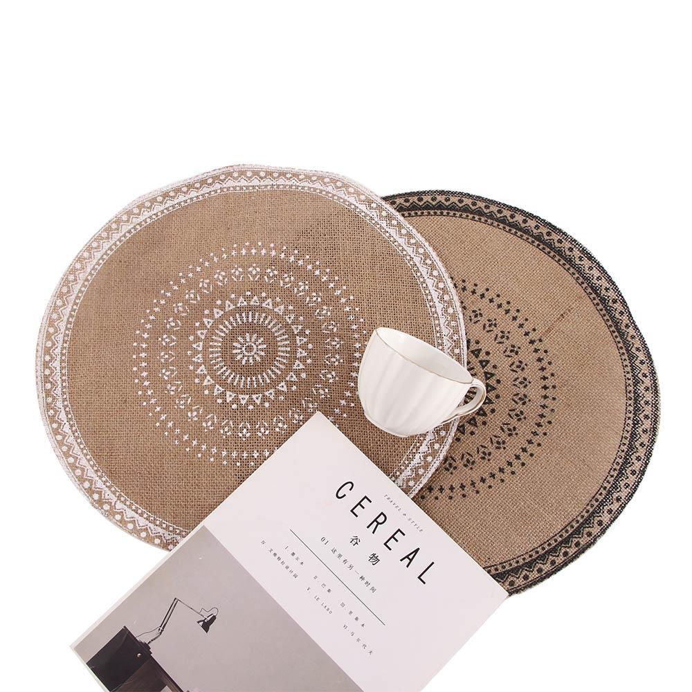 Круглая вышитая салфетка на стол в скандинавском стиле, нескользящая, с теплоизоляцией, подставка под кофейную чашку, украшение для обеденного стола