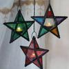 Beautiful European Vintage Iron Art Colorful Glass Wind Lantern Star Candle Holder For Home Decor
