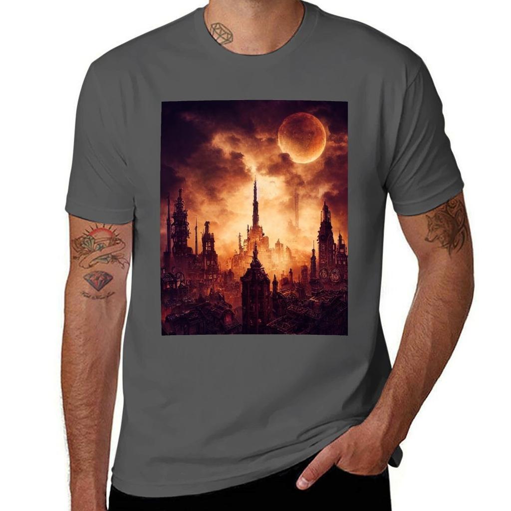 Steampunk landscape 16 T-Shirt printed t shirts for man man t shirts cotton man t shirt summer T-Shirt