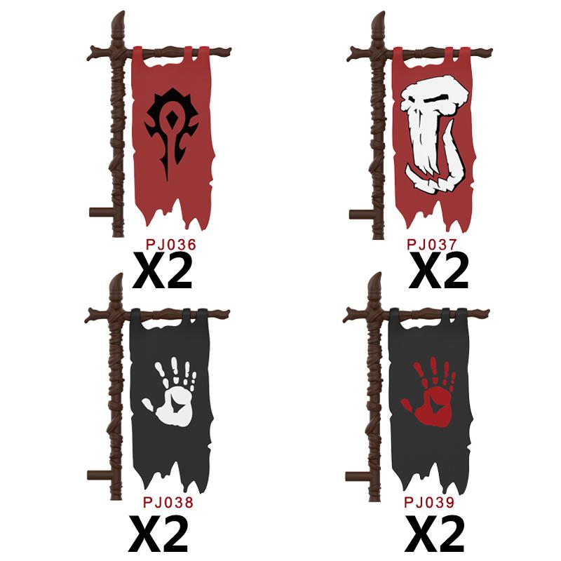 Medieval Castle Green Dragon Knight Building Blocks Figure Accessory Shield Vest Warhorse Cape Orc Flag Mount Wolf Toy Gift D123