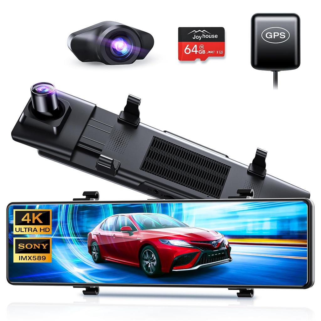 Зеркало для привода 12-дюймовый IPS большой 4K 64 ГБ SD-накопитель спереди и сзади, оснащенный GPS-накопителем SONY IMX589 Mira 170-градусное поле изображения по всей стране LED