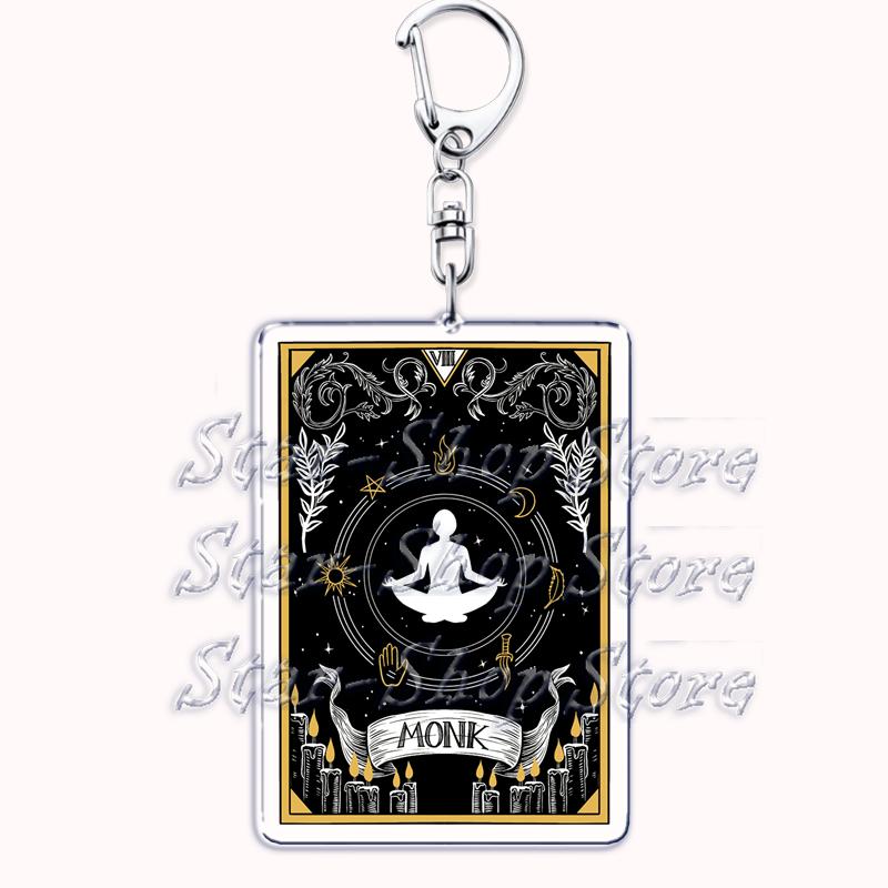 Popular Culture Halloween Tarot Card Keychains for Accessories Moon Luna Death Keyring Jewelry Fans Lovers Friends Reader Gifts