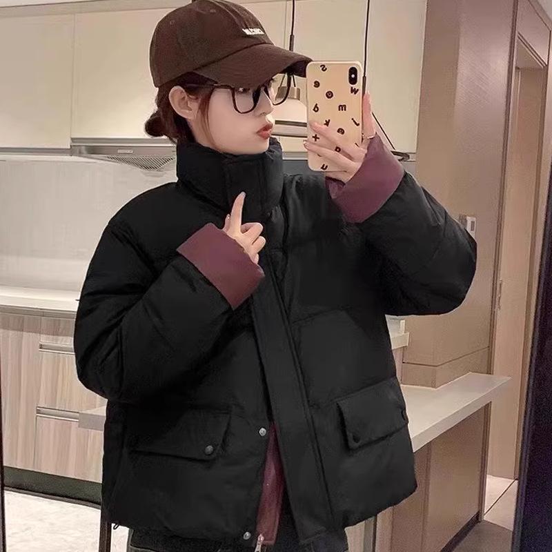 Модная контрастная цветная хлопковая одежда для осени и зимы для маленьких мужчин, универсальная, 2024, новая женская хлопковая подкладка, утолщенная, теплая