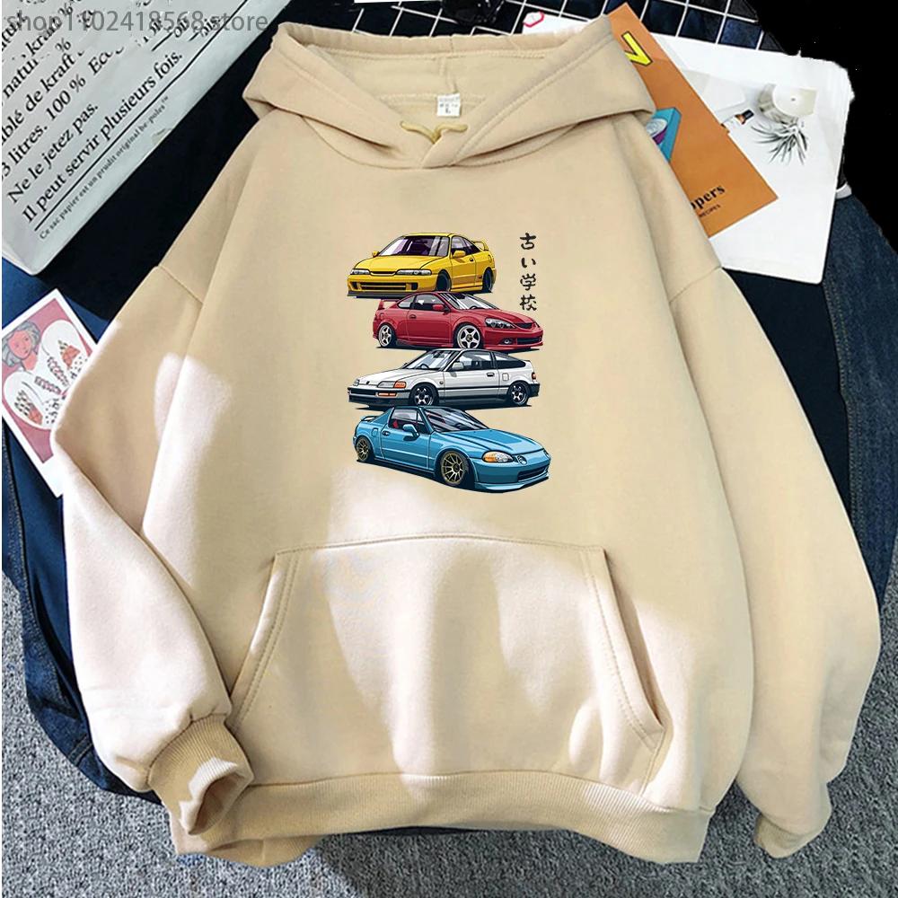 Аниме Initial D Hoodie JDM Mix Civic CRX Integra Print Sweatshirts Men Tops Hooded Streetwear Women Long Sleeve Sudadera