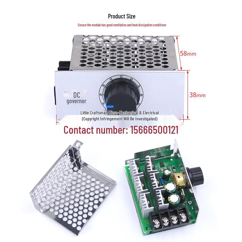 Stepless Speed Controller for 12V/24V/48V DC Brushed Motors, 40A with Switch