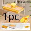 34/68- Cavity Double-Layer Press Type Ice Cube Tray with Storage Box – Quick-Freeze Ice Maker Kitchen Gadget in Green and Yellow
