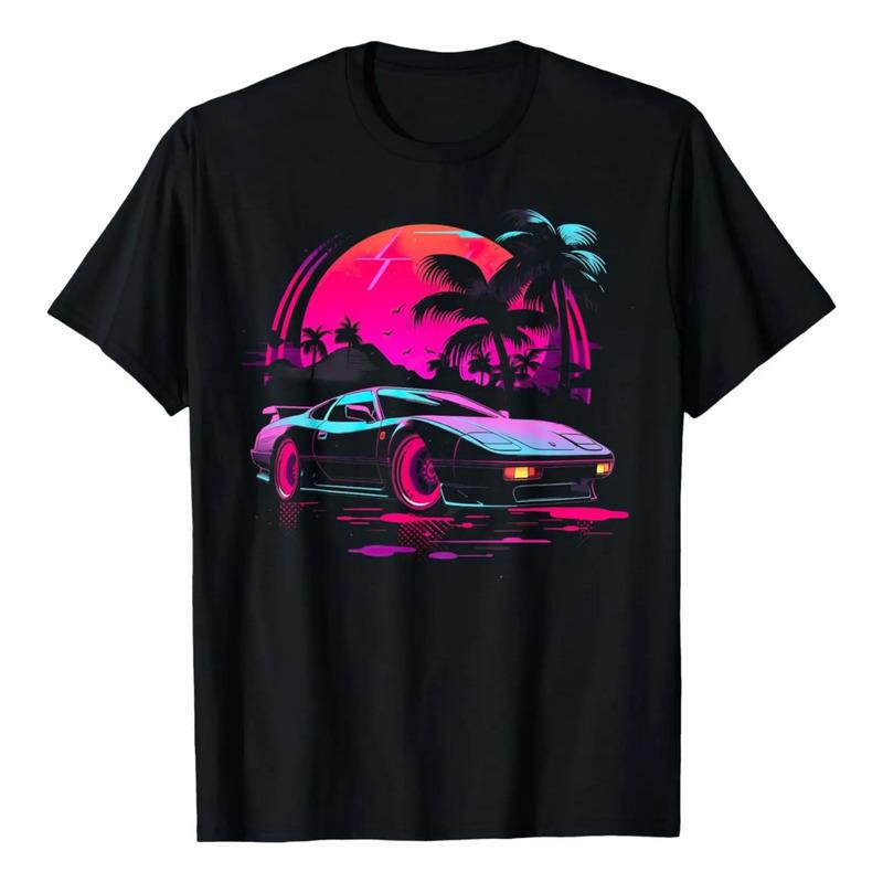 Retro unisex T-Shirt with Synthwave Sports Car Print