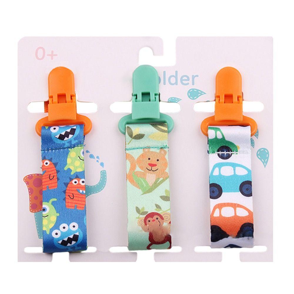 3PCs Pacifier Chain Bracket Dummy Clips Cartoon Print Child Pacifier Clips Nipple Holder Infants