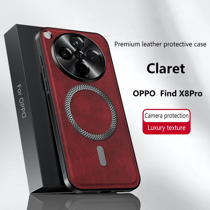Для чехла Oppo Find X8 Pro Магнитный Элегантный Кожаный Износостойкий Объектив Полностью Закрыт Нескользящий Защита Края Чехол