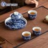 Керамический набор для кунг-фу с благоприятным сине-белым драконом от Su