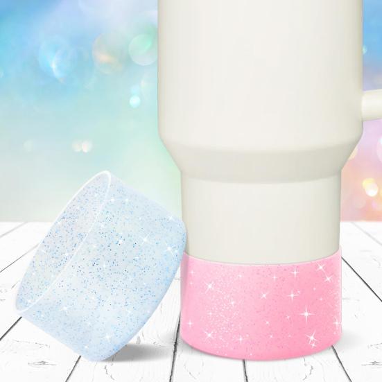 Блестящий силиконовый чехол для бутылки с водой, нескользящая изоляционная защита дна чашки, защита от ожогов