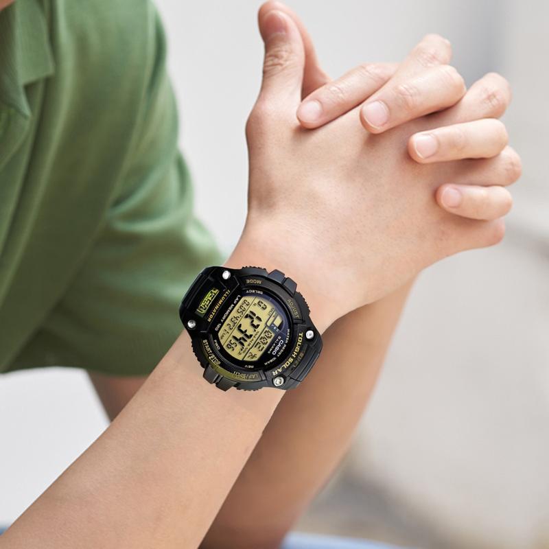 Casio Серия STANDARD ретро мода простой классический 100 метров водонепроницаемый кварцевый механизм полимерный ремешок японские и корейские часы мужские часы W-S220-9AJH
