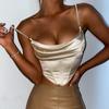 Stretch Satin Diamond Chain Sling Slim Fit Corset Crop Top Women Short Corset Female Summer Camisoles