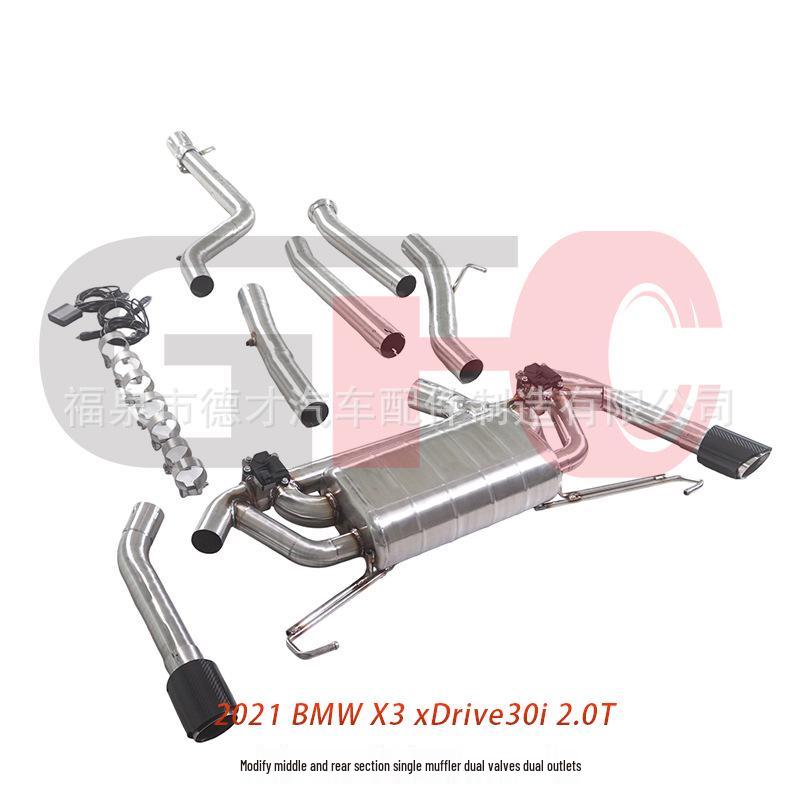 Dual Exit Single Muffler with Dual Valves for BMW X3 xDrive30i G01 2.0T