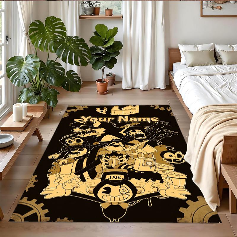 Crystal Velvet Rug Custom Name Text, Soft Non Slip Floor Mat Home DecorBendy and the Ink Machine