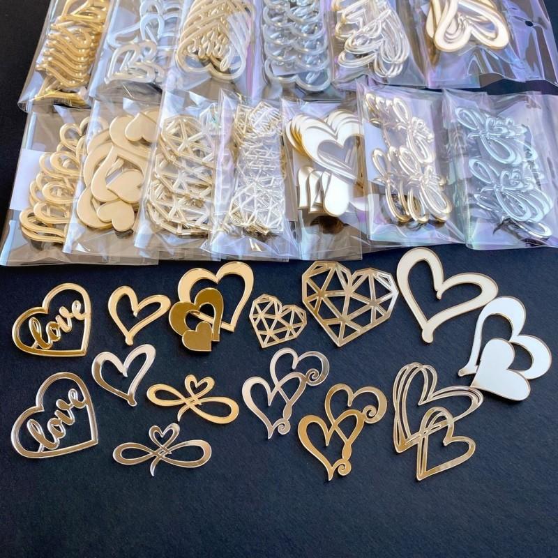 9 дизайнов Акриловая фигурка для торта в форме сердца Ins Style, украшение на день рождения, День святого Валентина, боковая акриловая вставка для торта на свадьбу