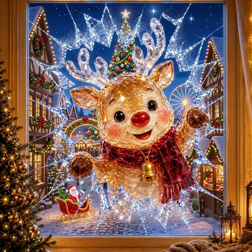 Crystal Christmas Window Stickers 30 x 40 cm Colorful