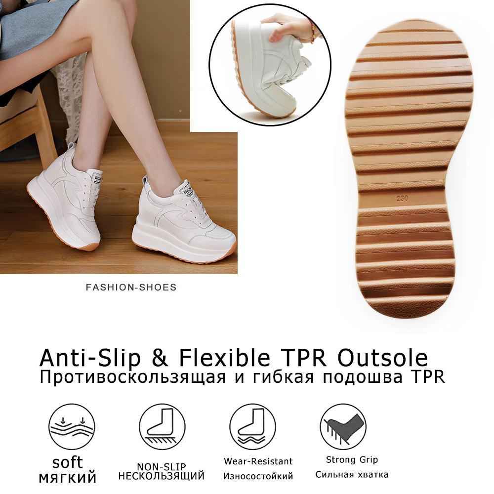 Fujin Кроссовки на платформе 10 см, массивная обувь из натуральной кожи для женщин, летняя обувь, весенне-осенние прогулочные кроссовки, модные