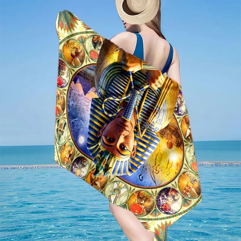 Egyptian Love Story Beach Towel, Super Soft Microfiber, Gift for Her/Him, Birthday, for Pool, Beach, Travel, Home Decor Fan gifts