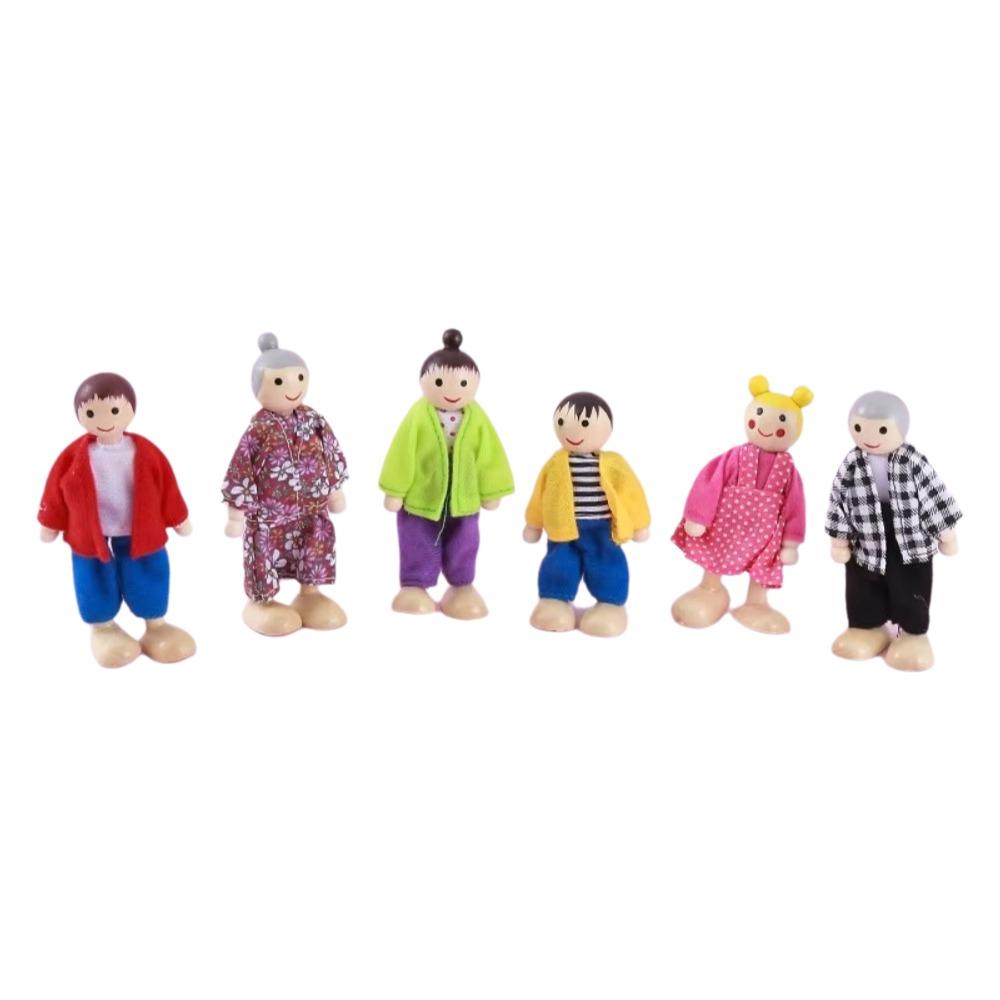 Flexible Jointed Mini People Figures High-Quality Wood Pretend Play Toys Dollhouse Play