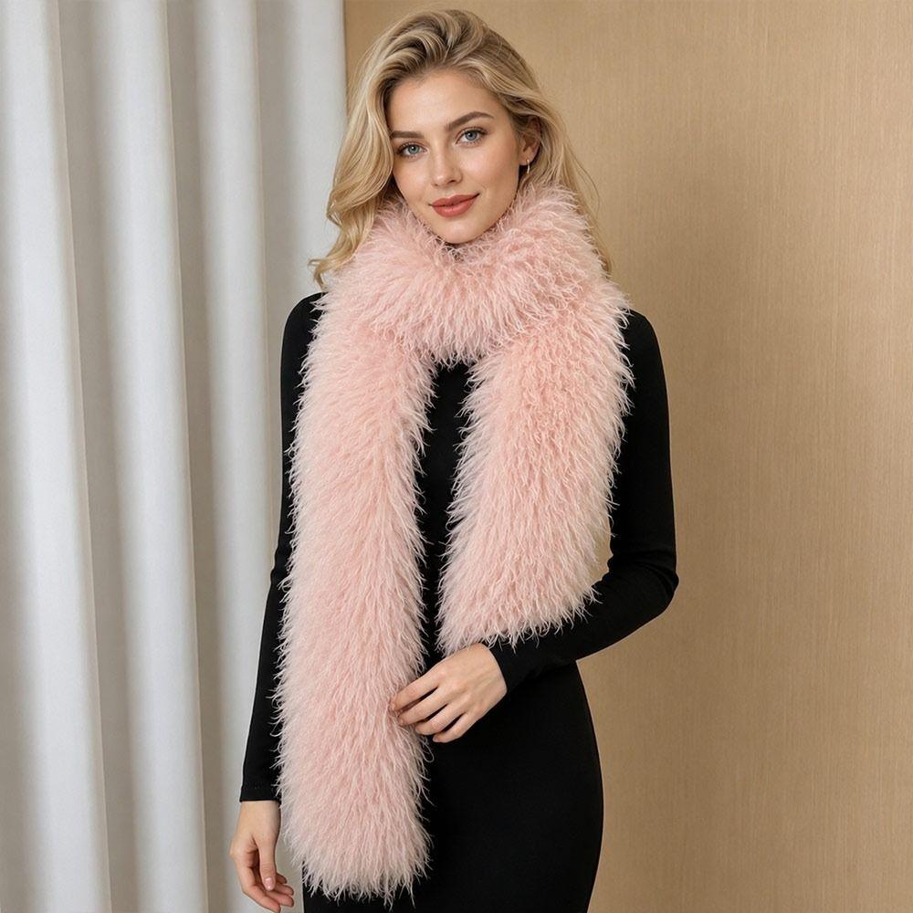 Double-Sided Faux Fur Scarf Thickened Neck Warmer New Plush Scarf Winter Wear