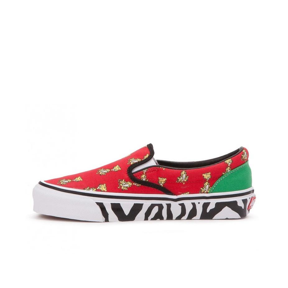 Vans Aries X OG Classic Slip-On Модные кеды с мультяшным тигром, низкие, для скейтбординга, унисекс, красные, белые, VN0A32QNPV5