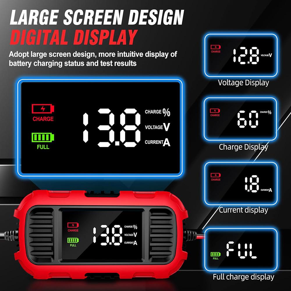 2A 12V Зарядные устройства для автомобильных аккумуляторов Цифровое обслуживание аккумуляторов Для AGM GEL Свинцово-кислотных аккумуляторов Зарядное устройство для аккумуляторов мотоциклов и скутеров
