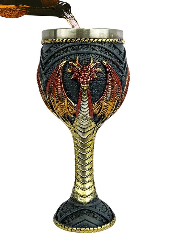 Creative 3D Dragon Beer Cup Resin Stainless Steel Gothic Wine Goblet Viking Medieval Tankard Mugs Bar Decoration