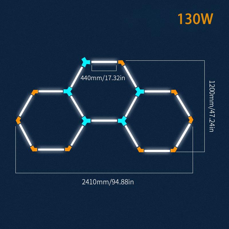 Сотовые светодиодные светильники для гаража, потолочное освещение, AC85-265V, шестиугольные светодиодные трубки для гаража, для автомастерской по ремонту кузовов автомобилей.