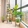 Black New Fully Disassembled Classic Two-layer Flower Stand, Black Iron Double-layer Floor Flower Stand, Balcony Plant Stand
