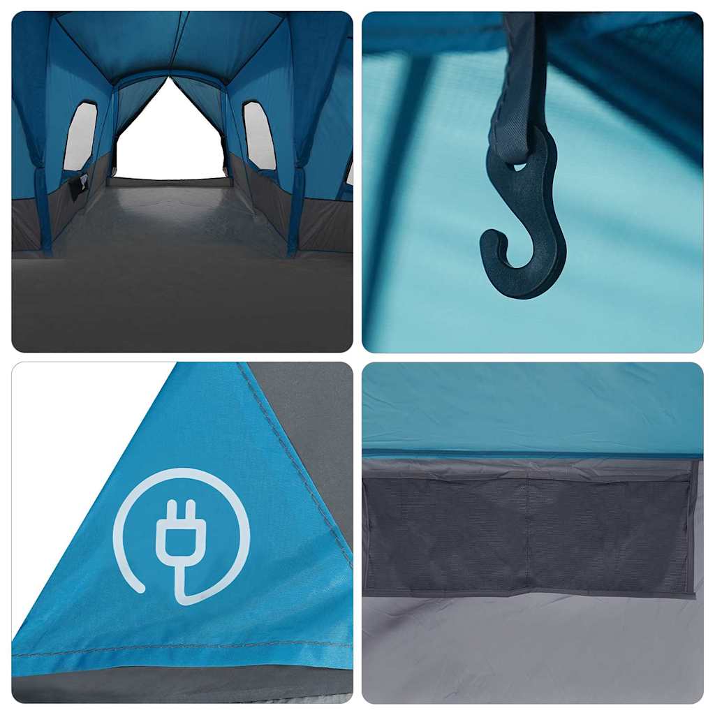 16 Person Family Tent with Roof Blue 680 x 510 x 210 cm