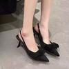 2024 Summer Brand Womens Slingback Sandals High Heels Fashion Bow Pointed Toe Slip-on Ladies Elegant Dress High Heels Large Size