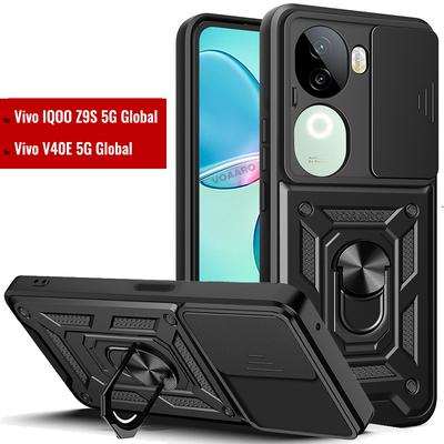 Чехол-книжка Slide Lens Armor для Vivo IQOO Z9S 5G Global Case Магнитное кольцо-подставка Держатель Крышка для Vivo V40E 5G Global Case Задняя крышка Capa