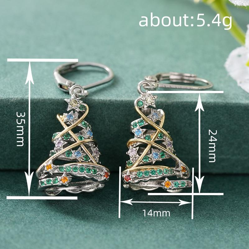 Xiaomi Huitan Aesthetic Christmas Tree Women Drop Earrings Cross Star Elegant Design Party Jewelry Festival Inlaid Shiny CZ Accessories