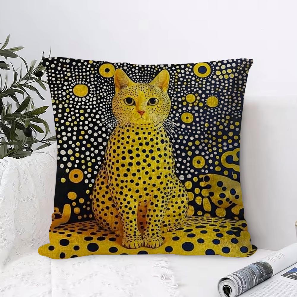 Yayoi Kusama Abstract Art Pumpkin Cushion Cover Breathable Linen Pillow Cover SkinFriendly Home Decor Pillowcase with Hidden