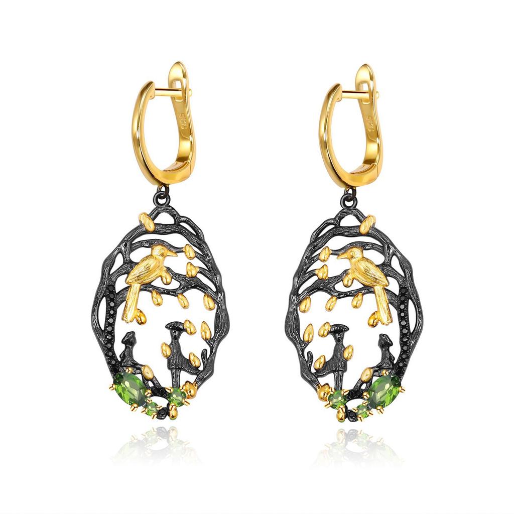 Оригинальные дизайнерские серьги в стиле ретро S925, серебряные серьги с драгоценными камнями, серьги с цветочным дизайном мечты и натуральным гранатом