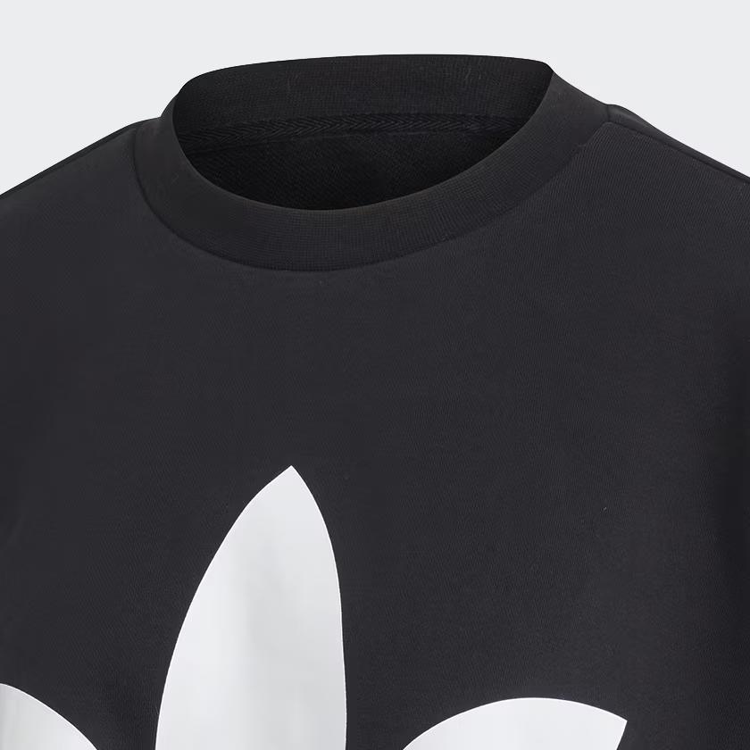 Adidas Оригинальный круглый вырез пуловер укороченный свитшот женский свитшот черный ED4775