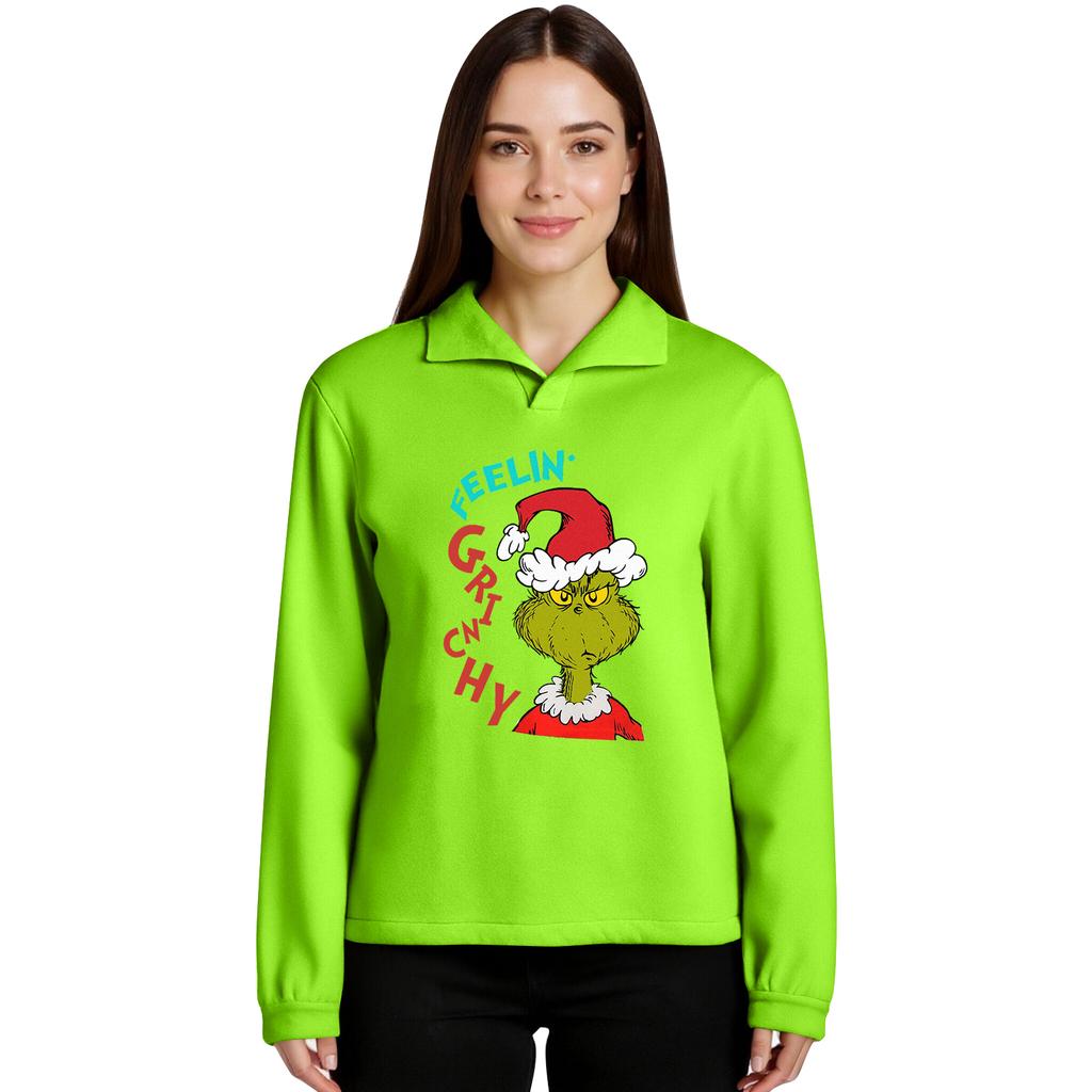 Женский пуловер с длинными рукавами и воротником-стойкой, спортивный топ с рождественским принтом