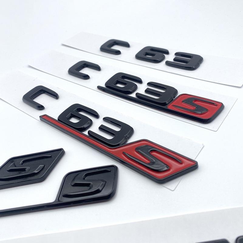 3D Chrome Black Letters C63s V8 Biturbo ABS Emblem for Mercedes Benz AMG C63s Coupe Car Side Fender Trunk Nameplate Logo Sticker