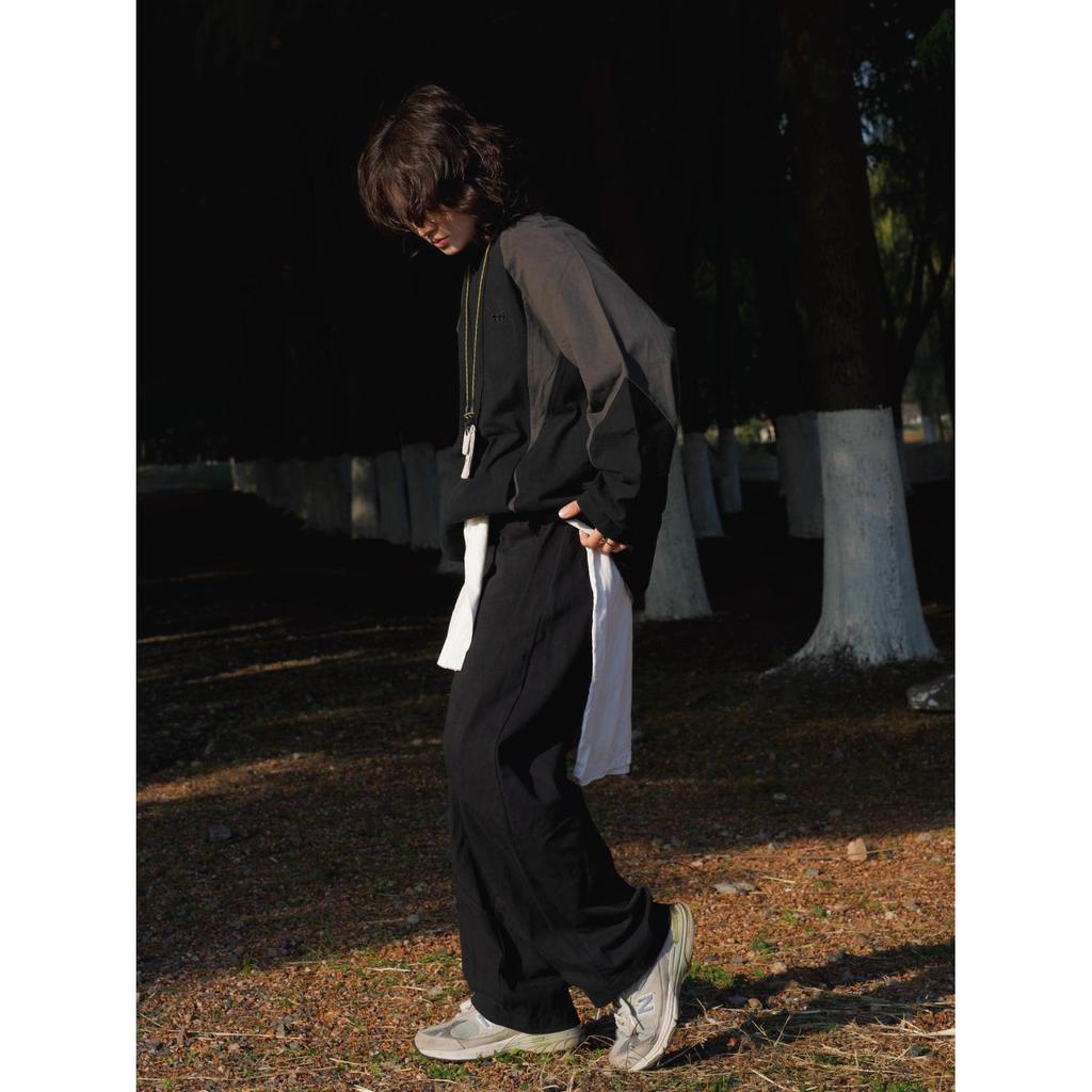 Унисекс ретро худи в японском стиле color block - Повседневный пуловер в горном стиле