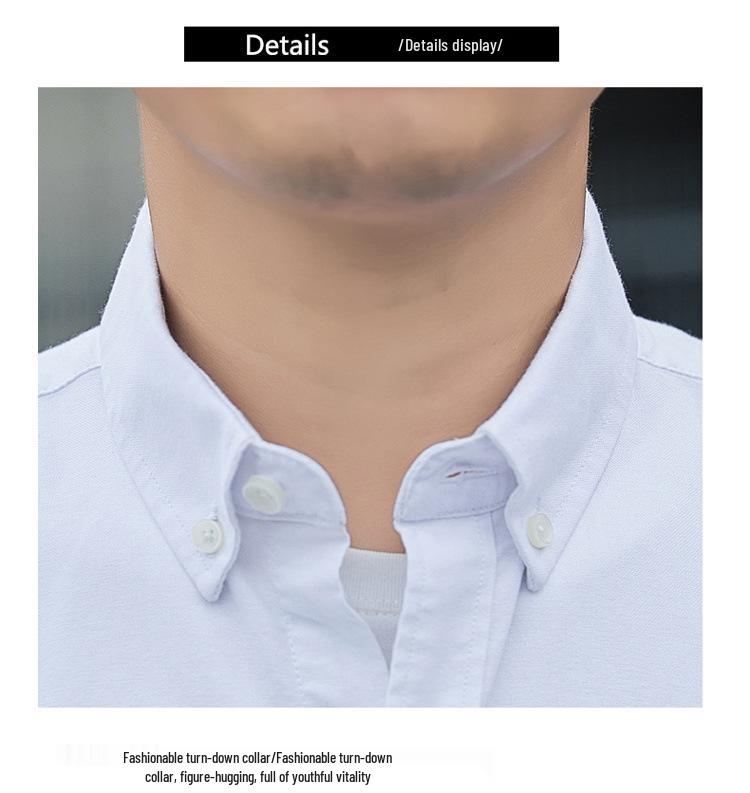 Мужская приталенная рубашка Оксфорд с длинным рукавом - Весенне-осенняя повседневная и дышащая