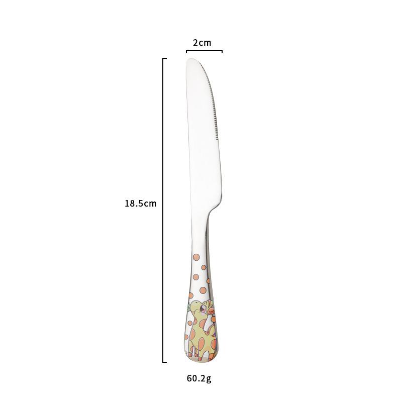 1/4 шт. Детские столовые приборы из нержавеющей стали, мультяшный узор, гравировка, детская посуда, милый набор ножа, ложки, вилки, уличная посуда