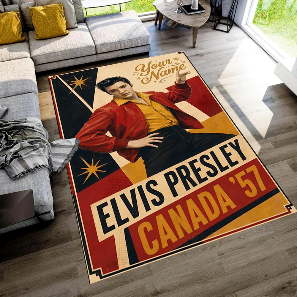 Elvis Presley Customize Your Name Floor Rug Office Rug Perfect for Study room Dining Room Hallway Playrooms Anti-slip Rug Anime Office Decor